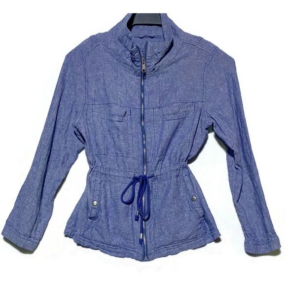 Old Navy Lightweight Zip Up Jacket Women's Large Light Blue w/Drawstring - Picture 1 of 7